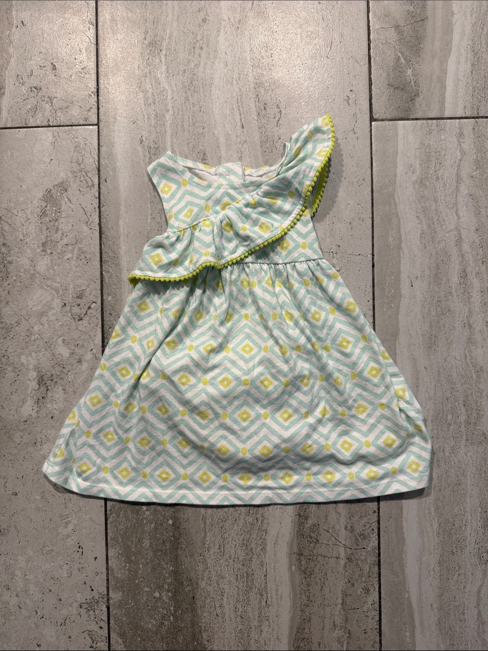Gymboree Mint and Yellow Diamond Print Ruffle Dress